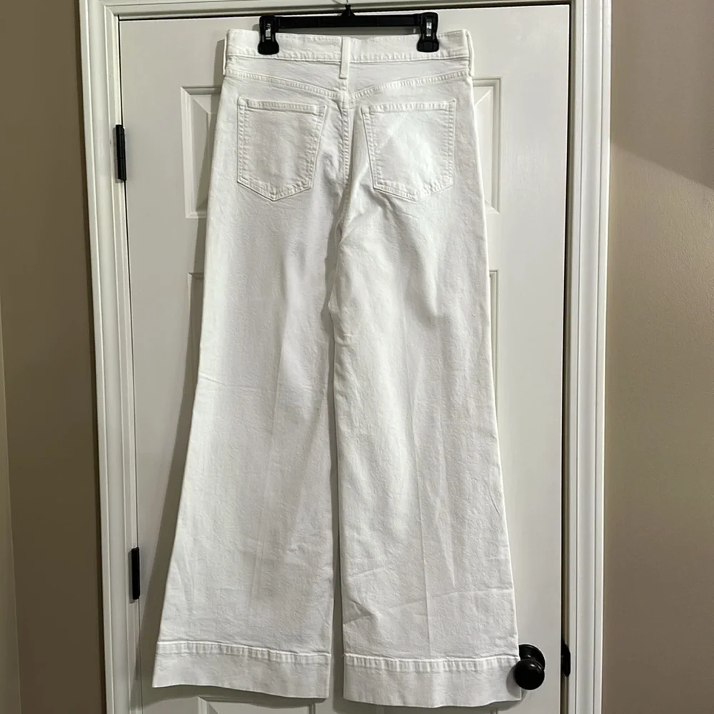 J.Crew High Rise Wide Leg Denim Trouser in White
